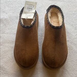 Kirkland Signature Chestnut Suede Shearling-Lined Slip-On Mules